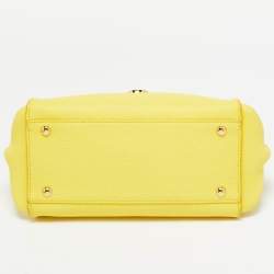 Pre Owned Salvatore Ferragamo Yellow Leather Small Sofia Top Handle Bag