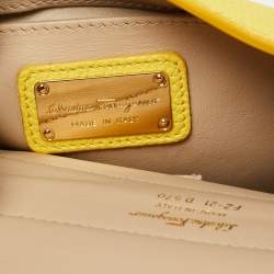 Pre Owned Salvatore Ferragamo Yellow Leather Small Sofia Top Handle Bag