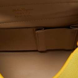 Pre Owned Salvatore Ferragamo Yellow Leather Small Sofia Top Handle Bag