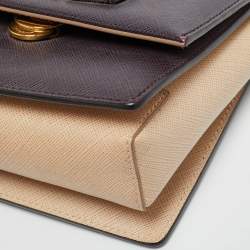 Pre Owned Salvatore Ferragamo Purple/Beige Leather Mini Ginny Crossbody Bag