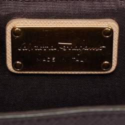 Pre Owned Salvatore Ferragamo Purple/Beige Leather Mini Ginny Crossbody Bag