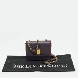 Pre Owned Salvatore Ferragamo Purple/Beige Leather Mini Ginny Crossbody Bag