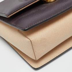 Pre Owned Salvatore Ferragamo Purple/Beige Leather Mini Ginny Crossbody Bag