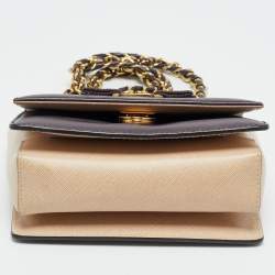 Pre Owned Salvatore Ferragamo Purple/Beige Leather Mini Ginny Crossbody Bag