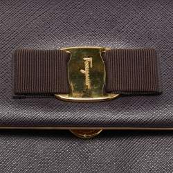 Pre Owned Salvatore Ferragamo Purple/Beige Leather Mini Ginny Crossbody Bag