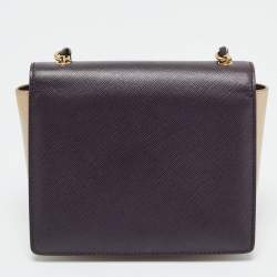 Pre Owned Salvatore Ferragamo Purple/Beige Leather Mini Ginny Crossbody Bag