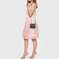 Pre Owned Salvatore Ferragamo Purple/Beige Leather Mini Ginny Crossbody Bag