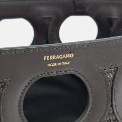 Pre Owned Salvatore Ferragamo Brown Leather and Raffia tote bag