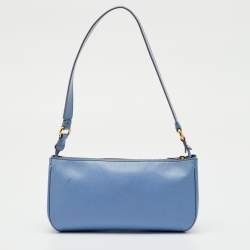 Pre Owned Salvatore Ferragamo Blue Saffiano Leather Gancini Shoulder Bag