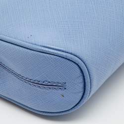 Pre Owned Salvatore Ferragamo Blue Saffiano Leather Gancini Shoulder Bag