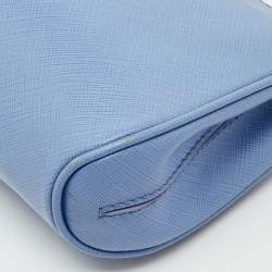 Pre Owned Salvatore Ferragamo Blue Saffiano Leather Gancini Shoulder Bag