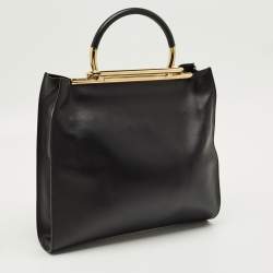 مملوكة مسبقًا Salvatore Ferragamo Frame Black Leather Tote