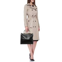 مملوكة مسبقًا Salvatore Ferragamo Frame Black Leather Tote