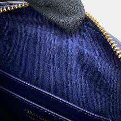 Pre Owned حقيبة كتف فيراغامو كاميرا جانشيني جلد أزرق منتصف الليل