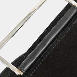 Pre Owned Salvatore Ferragamo Black Embossed Leather Handbag