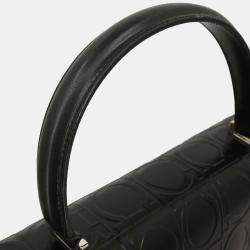 Pre Owned Salvatore Ferragamo Black Embossed Leather Handbag