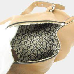 Pre Owned Salvatore Ferragamo Gancini Sling Bag Leather Shoulder Bag Brown