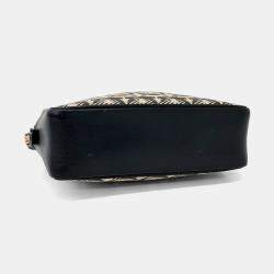 Pre Owned Salvatore Ferragamo Beige Black Fabric Gancini Clutch