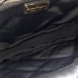Pre Owned Salvatore Ferragamo Black Leather Vara Chain Shoulder Bag