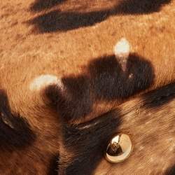 مملوكة مسبقًا Salvatore Ferragamo Brown/Black Leopard Print Calf Hair and Leather Satchel