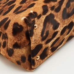 مملوكة مسبقًا Salvatore Ferragamo Brown/Black Leopard Print Calf Hair and Leather Satchel