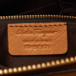 Pre Owned Salvatore Ferragamo Gancio Brown Ombre Saffiano Leather Gradient Effect Tote