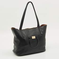 Pre Owned حقيبة يد توتس سالفاتوري فيراغامو جانشيو سيتي جلد أسود