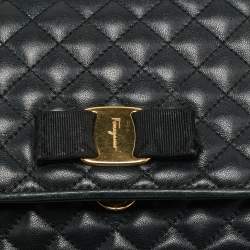 مملوكة مسبقًا Salvatore Ferragamo Ginny Black Quilted Leather Shoulder Bag