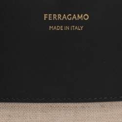 مملوكة مسبقًا حقيبة يد فيراغامو شامرينغ قماش و جلد بيج/أسود