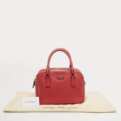 Pre Owned Salvatore Ferragamo Gancio Coral Orange Leather Bowler Bag