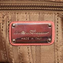 Pre Owned Salvatore Ferragamo Gancio Coral Orange Leather Bowler Bag