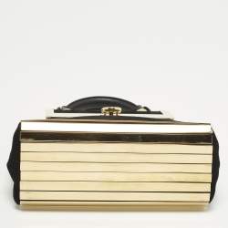 Pre Owned Salvatore Ferragamo Sofia Mini Black/Gold Suede and Metal Top Handle Bag