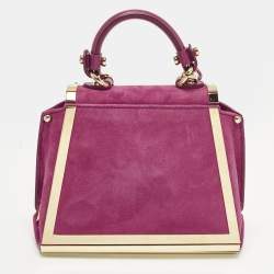 مملوكة مسبقًا حقيبة سالفاتوري فيراغامو صوفيا صغيرة بمقبض علوي جلد وثعبان بلون وردي ومعادن