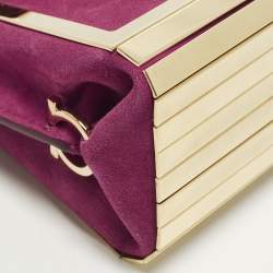 مملوكة مسبقًا حقيبة سالفاتوري فيراغامو صوفيا صغيرة بمقبض علوي جلد وثعبان بلون وردي ومعادن