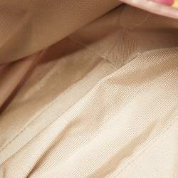 Pre Owned Salvatore Ferragamo Pleated Bow Print Pink Leather and Nylon Hobo