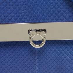 مملوكة مسبقًا Salvatore Ferragamo Sofia Mini Blue Python Metal Frame Top Handle Bag