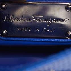 مملوكة مسبقًا Salvatore Ferragamo Sofia Mini Blue Python Metal Frame Top Handle Bag