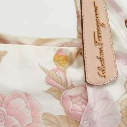 مملوكة مسبقًا حقيبة هوغو سالفاتوري فيراغامو جلد وزهري مطوي بنقشة زهرية وستان