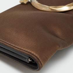 Pre Owned حقيبة كلتش سالفاتوري فيراغامو موسا غانسيني ساتان سوداء