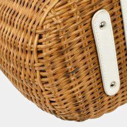 مملوكة مسبقًا حقيبة يد سالفاتوري فيراغامو جانشيني خوص بيضاء