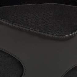 Pre Owned Salvatore Ferragamo Cut Out Small Black Canvas and Patent Leather Shoulder Bag