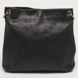 Pre Owned Salvatore Ferragamo Gancini Black Leather Shoulder Bag