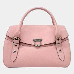 Pre Owned Salvatore Ferragamo Pink Leather Gancini tote bag