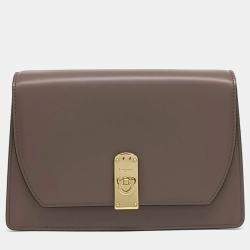 Pre Owned Salvatore Ferragamo Brown Leather Gancini crossbody bag