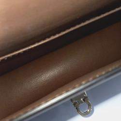 Pre Owned Salvatore Ferragamo Brown Leather Gancini crossbody bag