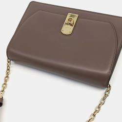 Pre Owned Salvatore Ferragamo Brown Leather Gancini crossbody bag