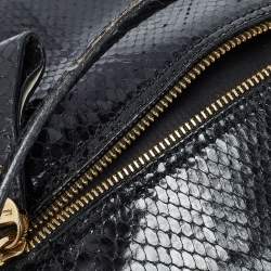 Pre Owned Salvatore Ferragamo Gancio Black Python Satchel