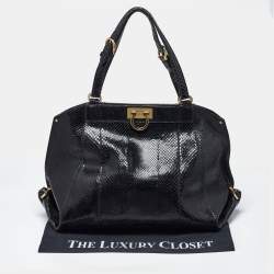 Pre Owned Salvatore Ferragamo Gancio Black Python Satchel