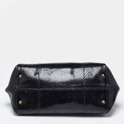 Pre Owned Salvatore Ferragamo Gancio Black Python Satchel