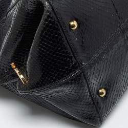 Pre Owned Salvatore Ferragamo Gancio Black Python Satchel